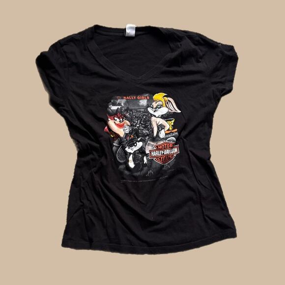 2019HARLEY DAVIDSON LOONEY TUNES V NECK TEE LARGE - Picture 1 of 5